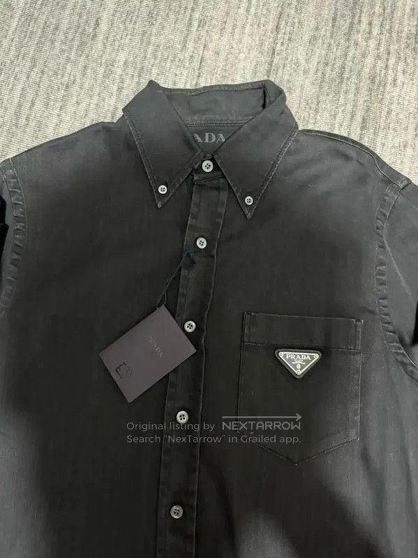 Prada Prada Black Gray Embroidered Logo Shirt. Size US M / EU 48-50 / 2 - 3 Thumbnail