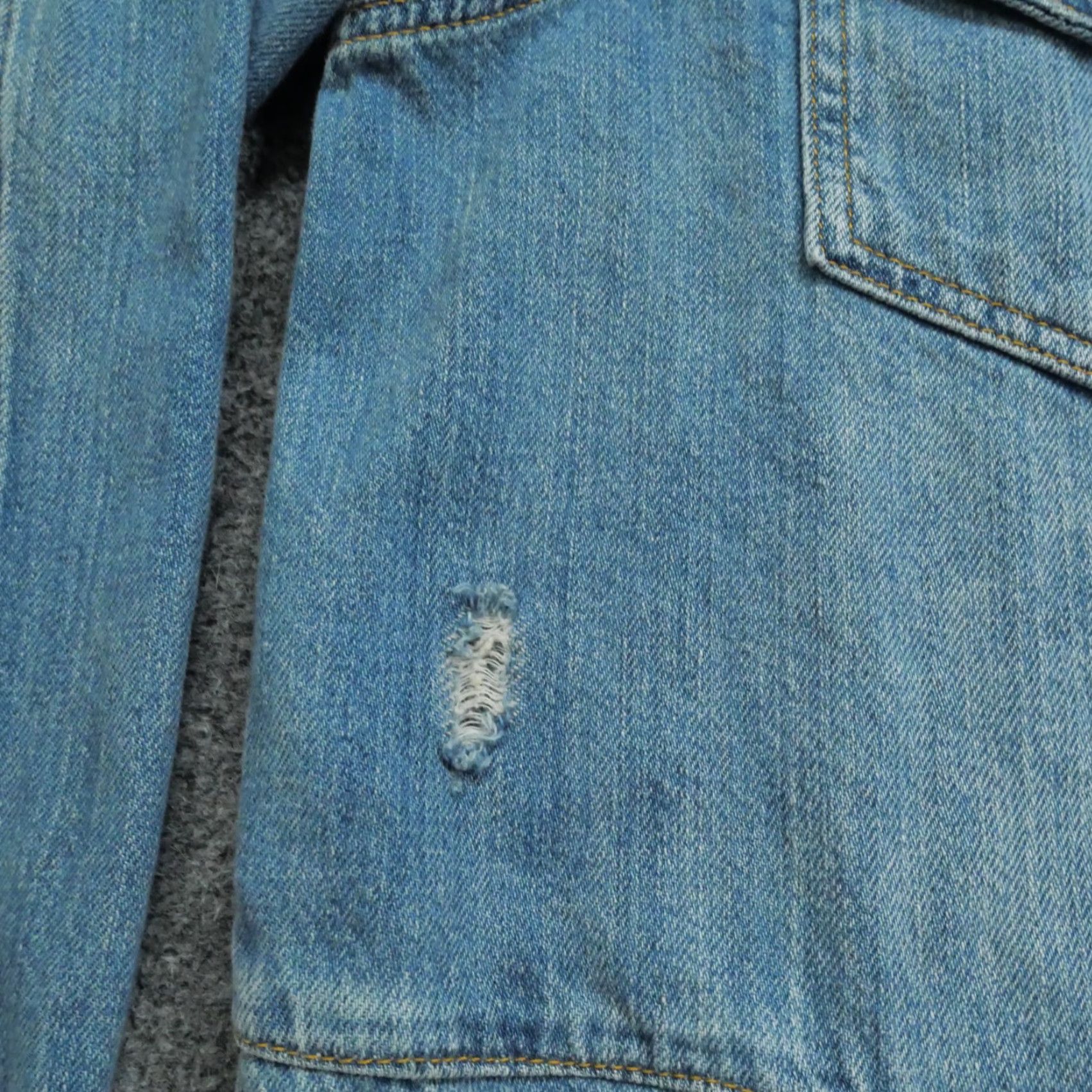 Free People VINTAGE Free People Jacket Womens Small Blue Denim Grunge Oversized Distressed Biker Casual Blue Jeans 90s Womens Size 28" / US 6 / IT 42 - 5 Thumbnail