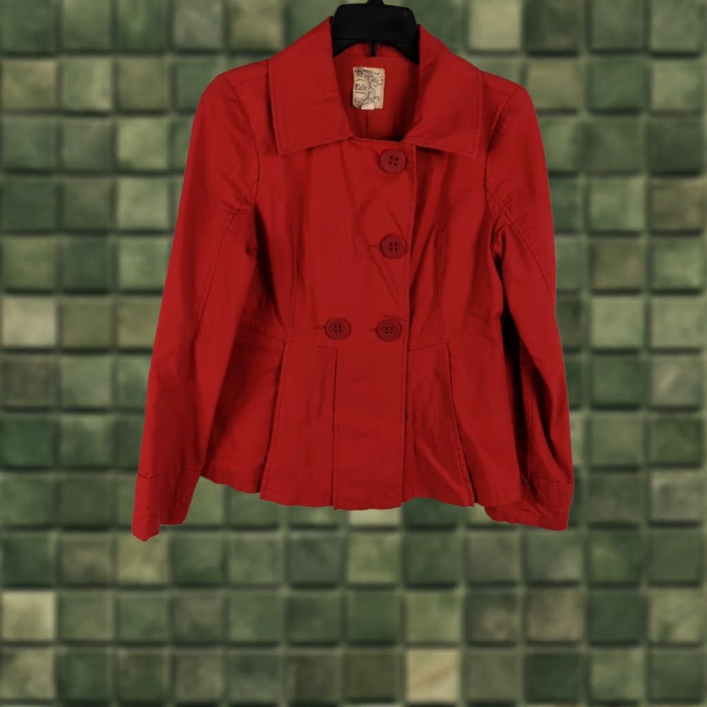 Vintage Tulle Red Pea Coat Jacket Button Size M Women Regular Size M / US 6-8 / IT 42-44 - 1 Thumbnail