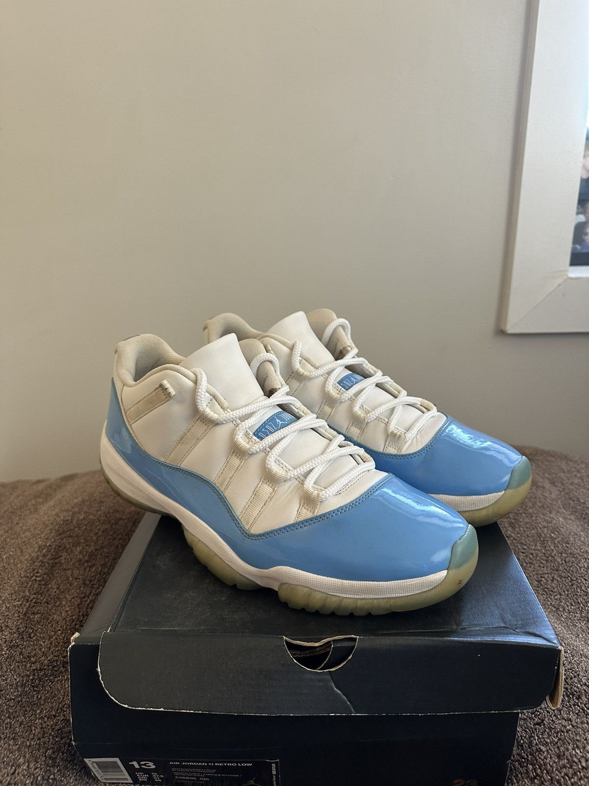 image of Unc Jordan 11 Low Shoes in Powder Blue White, Men's (Size 13)
