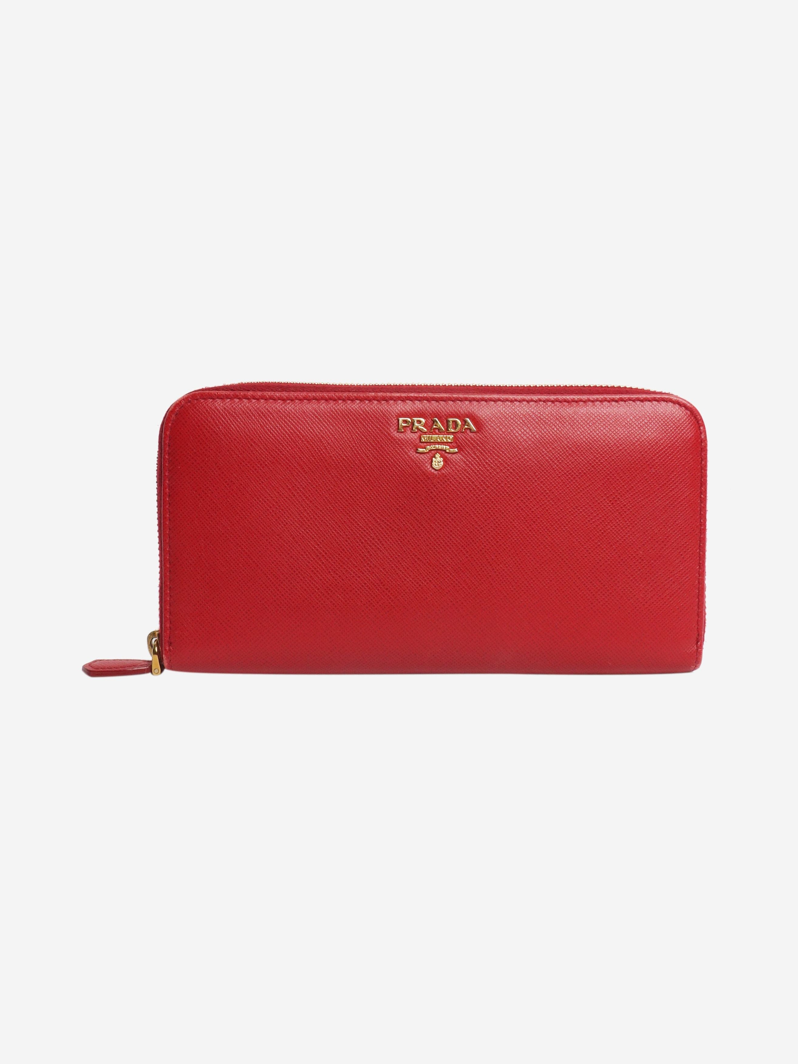 Prada Red Saffiano leather zip wallet Size ONE SIZE - 1 Thumbnail