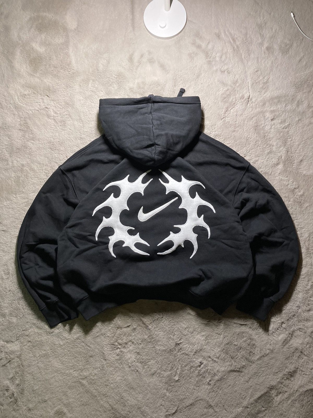 Nike ⛩️Nike Custom Hoodie Rare Y2K Punk Rock Devil Cross Hearts⛩️ Size US L / EU 52-54 / 3 - 1 Thumbnail