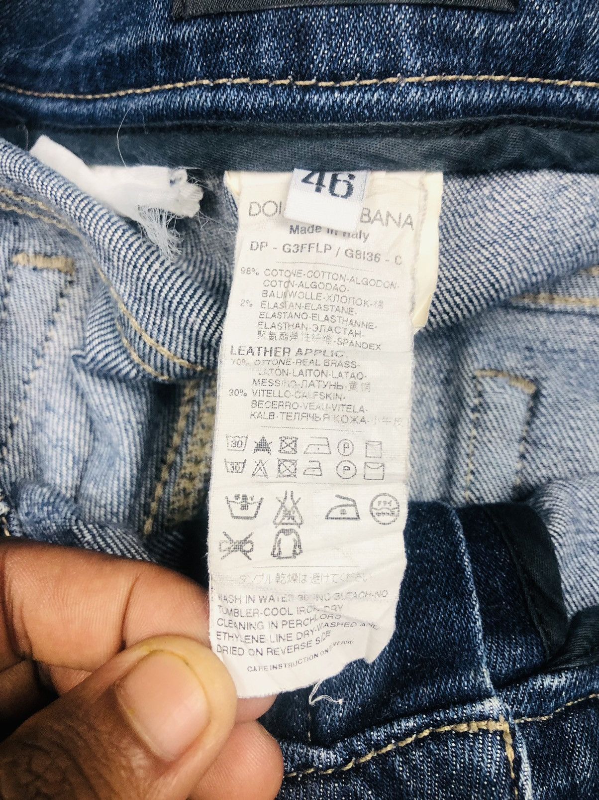 Dolce & Gabbana D&G Men's Carpenter Distressed Wash Blue Jeans (38) Size US 30 / EU 46 - 10 Thumbnail