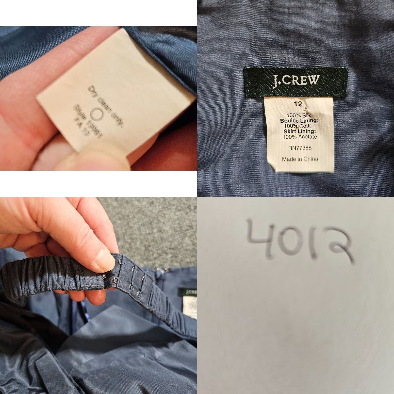 J.Crew J.CREW Dress Women 12 Gray Silk Satin Strapless Bow Short Cocktail Formal Wedding Party Costume Size 34" / US 12 / IT 48 - 8 Thumbnail