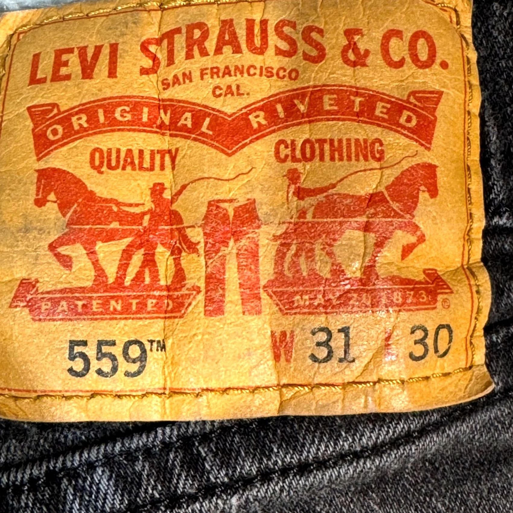 Levi's Levi's 559 Jeans Mens 31x30 Black Denim Relaxed Straight Mid Rise Stretch Jeans Size US 31 - 4 Thumbnail