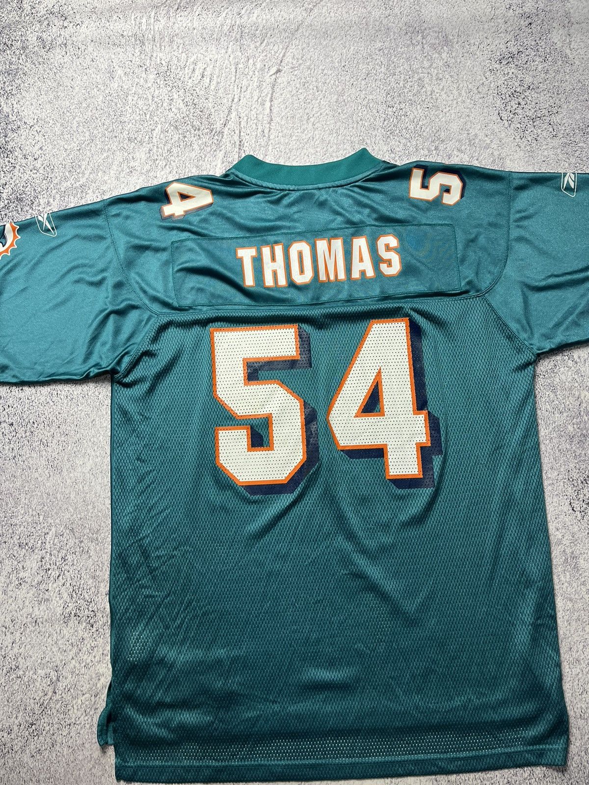 NFL Vintage REEBOK Miami Dolphins Thomas #54 Teal NFL Jersey Size US L / EU 52-54 / 3 - 15 Thumbnail