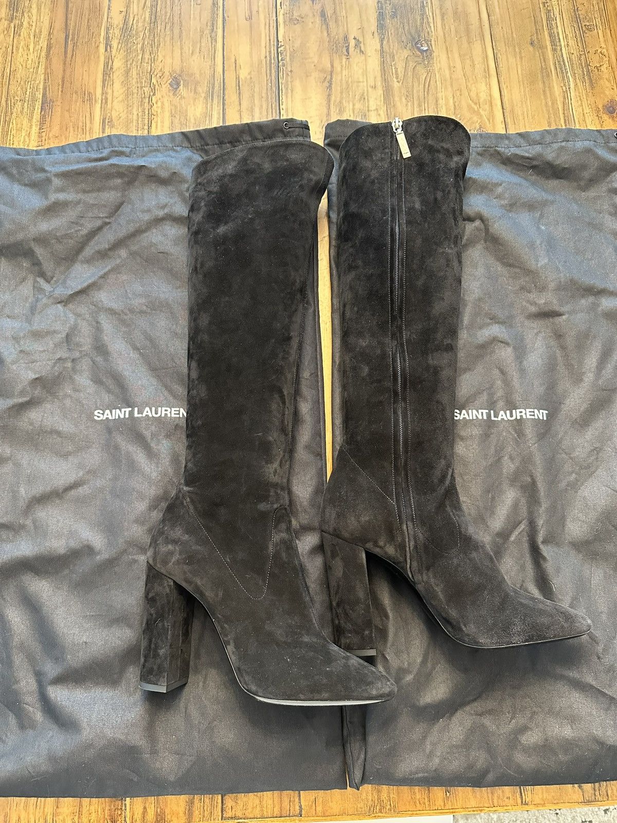 Saint Laurent Paris Saint Laurent Black Suede Knee High Boots EU 39 US 8.5 Size US 8.5 / IT 38.5 - 2 Thumbnail