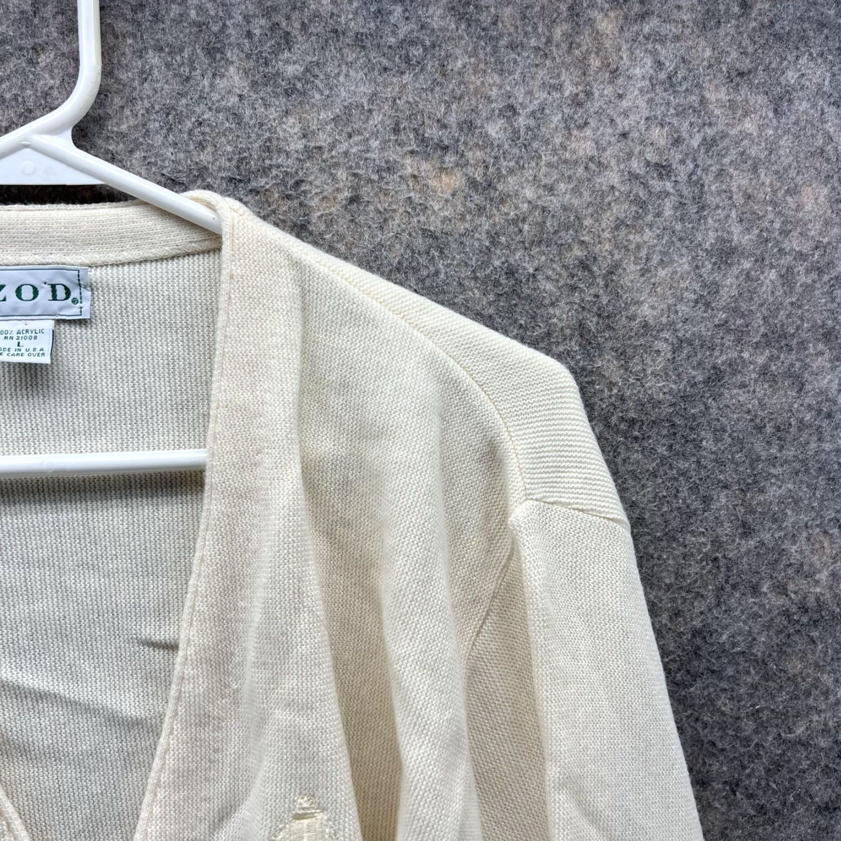 Izod VINTAGE Izod Sweater Cardigan Women Large Beige Logo Acrylic All Seasons Fall Spring Winter Womens Holiday JL Size L / US 10 / IT 46 - 4 Thumbnail