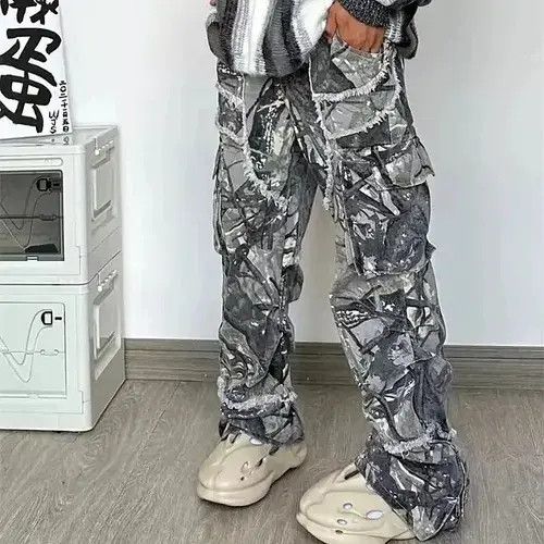 Designer × Japanese Brand Y2K Streetwear Baggy Stacked Flared Camoufludge Jean Size US 31 - 3 Thumbnail