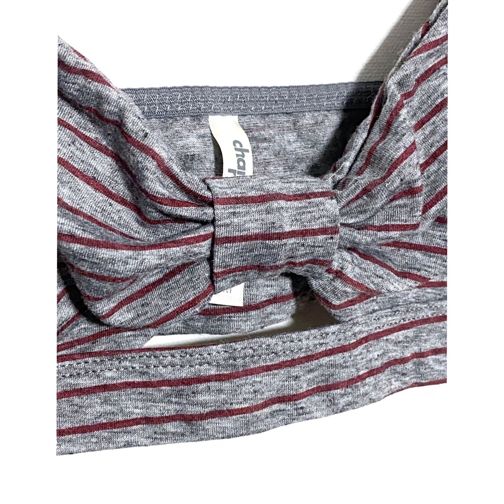 Vintage Charlotte Russe Bralette M Gray Striped Bow Festival Flirty Summer NWT Womens Bras Shirt? Size ONE SIZE - 2 Thumbnail