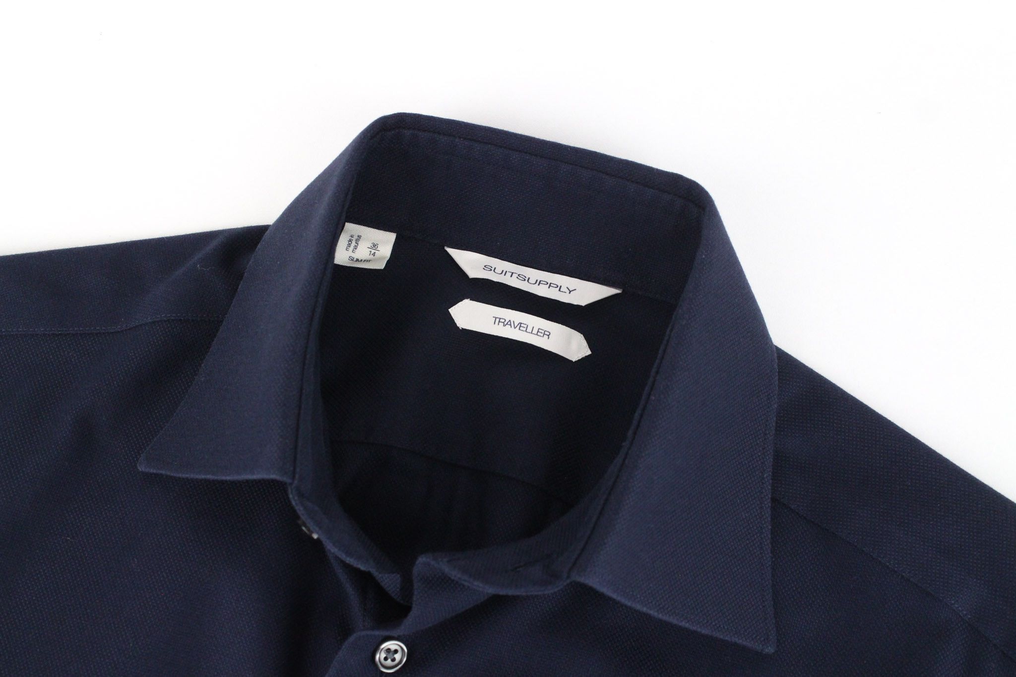 Suitsupply TRAVELLER 36/14 Slim Navy Blue Cotton 72518 Size 36R - 3 Thumbnail