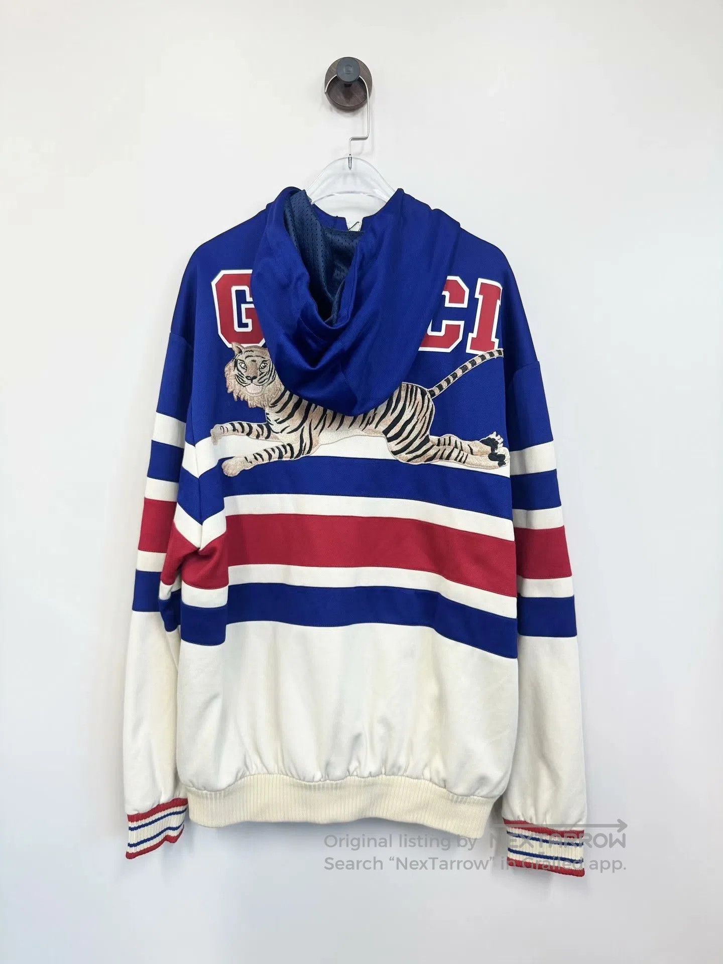 Gucci Guicci Red and Blue Striped Embroidered Logo Hoodie Jacket Size US XS / EU 42 / 0 - 2 Thumbnail