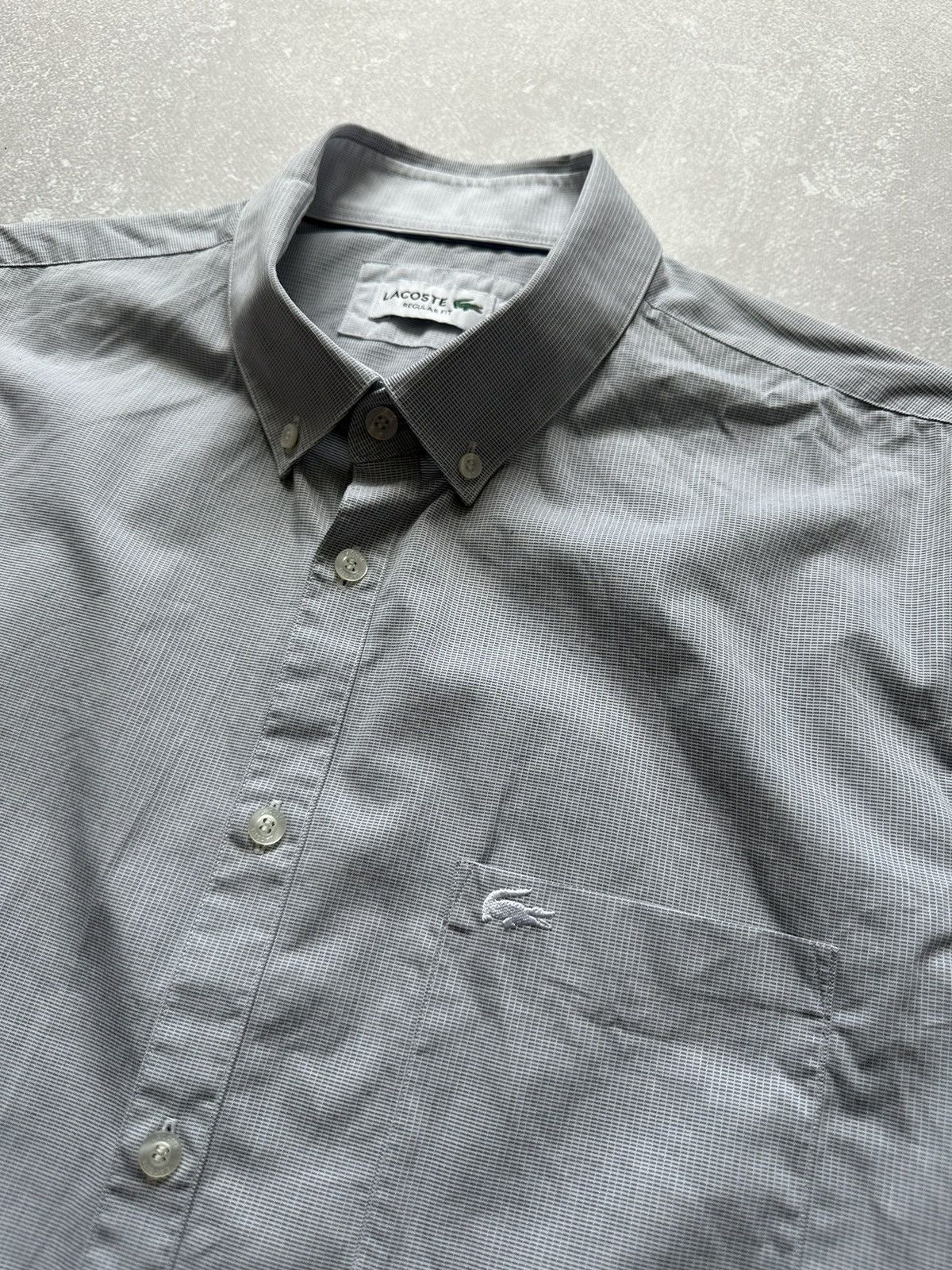 Lacoste Men's Lacoste Grey Check Short Sleeve Shirt Devanlay SZ 44 Size US XL / EU 56 / 4 - 3 Thumbnail