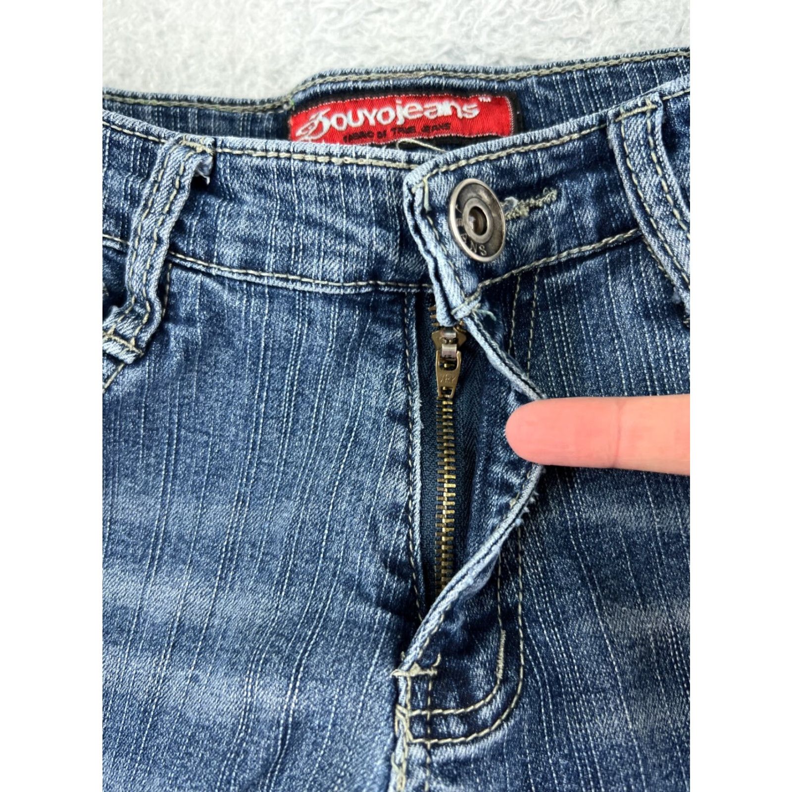 Denime SouyoJeans Jeans Womens 28 Blue Denim Rhinestone Flared Cotton Blend Regular Inseam 29" 24" Waist Women Summer 90s? No decade given. Size 28" / US 6 / IT 42 - 5 Thumbnail