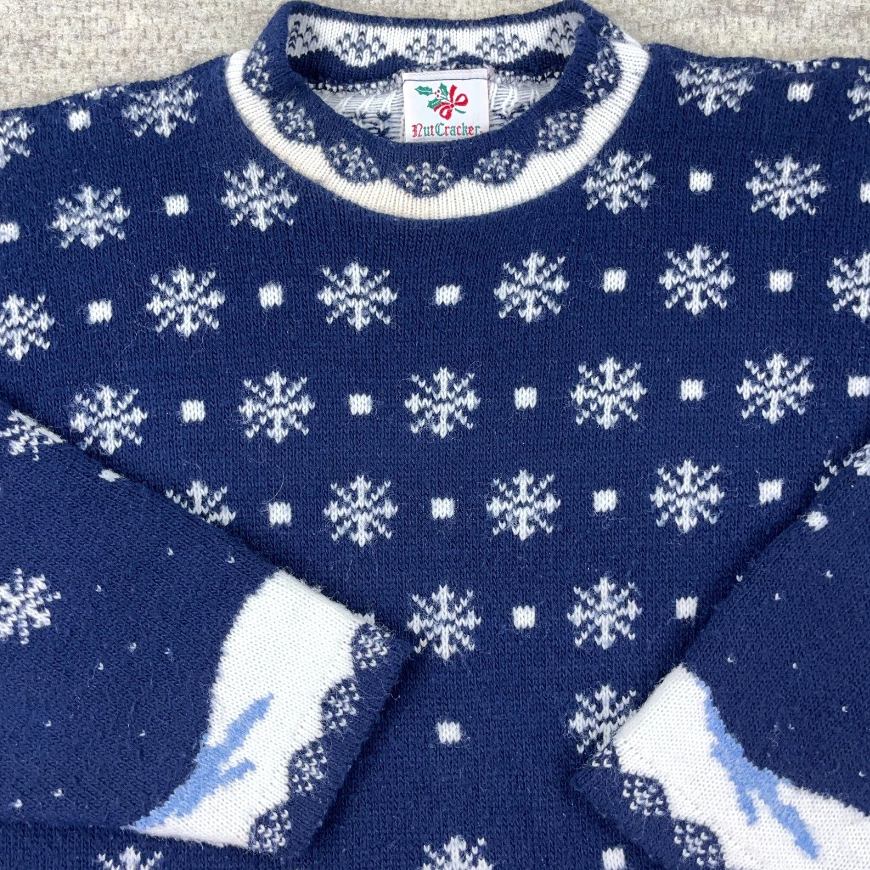 Vintage VINTAGE Nutcracker Sweater Women S Blue Christmas Snowman Knit Winter AOP 90s Womens Size S / US 4 / IT 40 - 3 Thumbnail