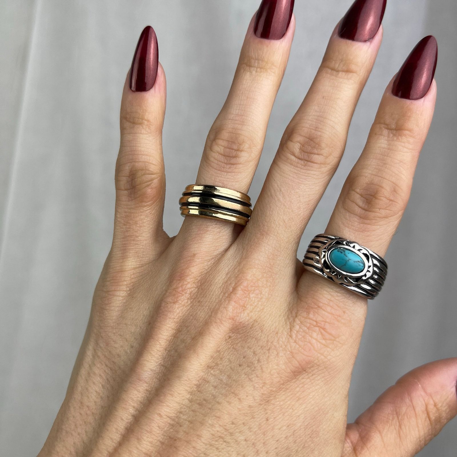 Other Rings Silver Leaves Gold Black Turquoise Howlite 5.5, 6, 6.5 Size ONE SIZE - 16 Thumbnail