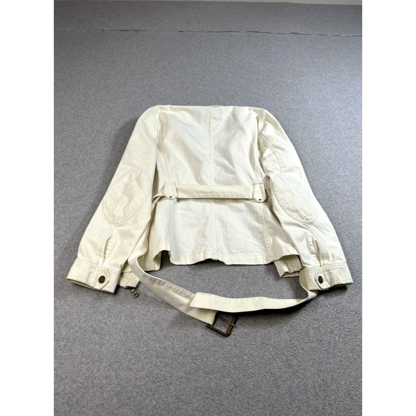 Ralph Lauren Lauren Ralph Lauren Jacket Womens Large White Belted Utility Boho 90s Denim Cotton Pockets Jacket Coat Size L / US 10 / IT 46 - 2 Thumbnail