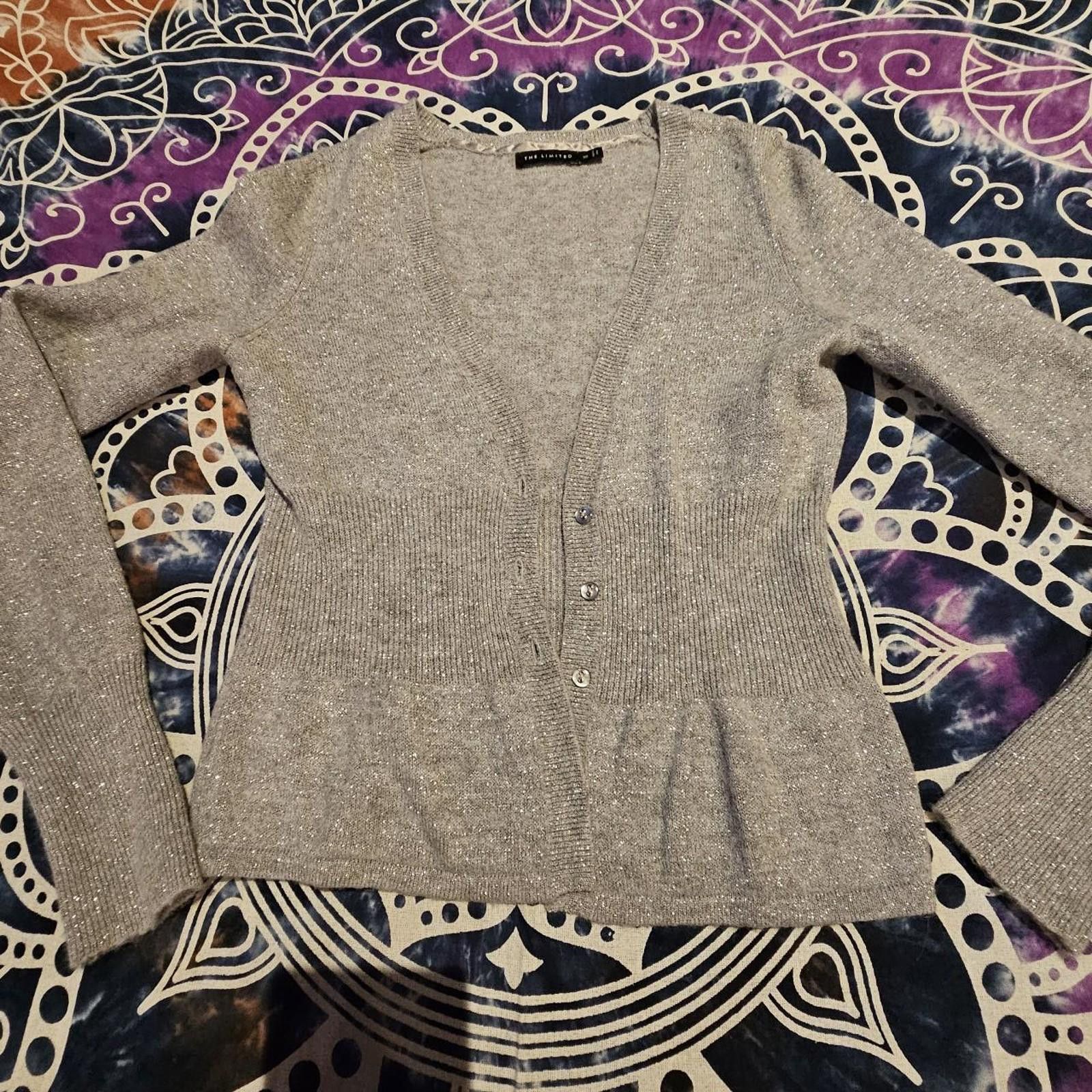 Designer THE LIMITED Women's Silver Cardigan Size XS / US 0-2 / IT 36-38 - 2 Thumbnail