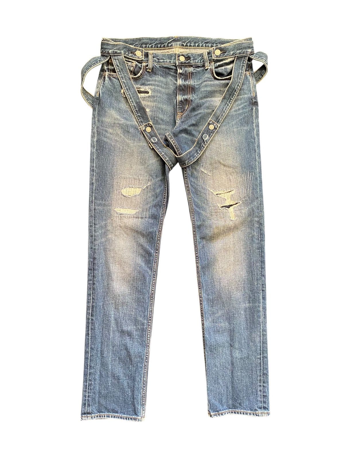 Kim Jones x GU distressed bondage denim