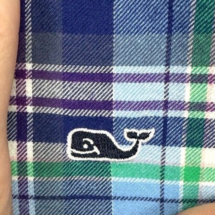 Vineyard Vines Vineyard Vines Whale Shirt Mens Small Slim Fit Plaid Flannel Button-Up Blue Madras Shirt Size US S / EU 44-46 / 1 - 7 Thumbnail