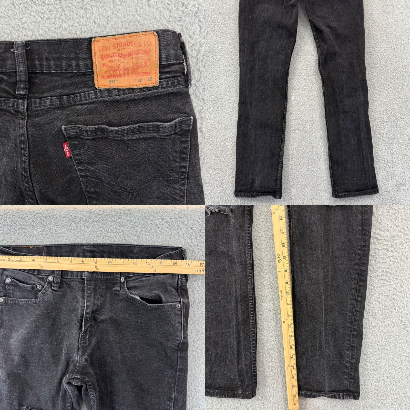 Levi's Levi’s 511 Jeans Men 32x30 Black Straight Stretch Den​im Pocket Cotton Size US 32 / EU 48 - 8 Thumbnail