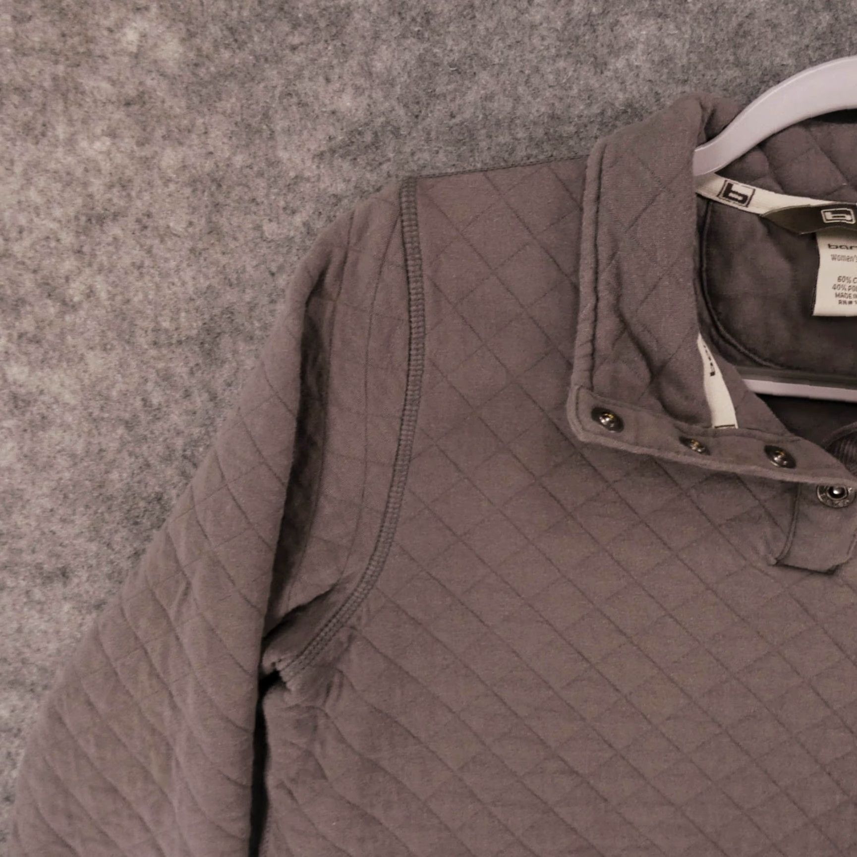 Vintage Banded Sweatshirt Womens Small Gray Quilted 1/4 Button Up Soft w Pockets Size S / US 4 / IT 40 - 3 Thumbnail