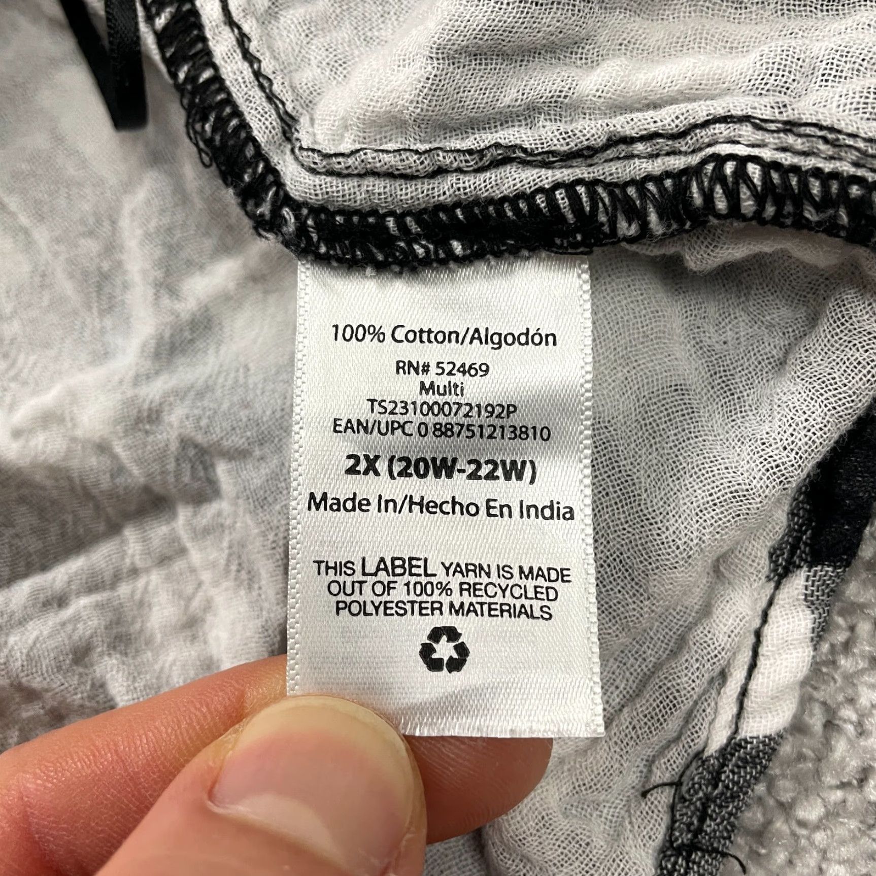 Vintage Terra & Sky Top Women 2XL Black & White Check Cotton Sleeveless Cropped Relaxed Size XXL / US 16-18 / IT 52-54 - 6 Thumbnail