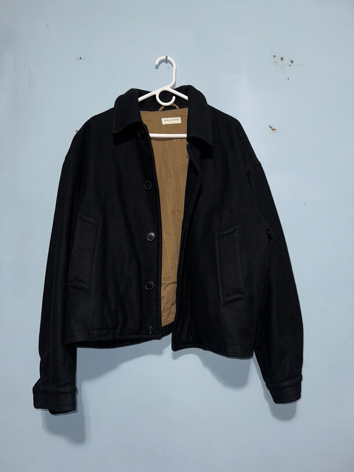 Dries Van Noten Wool Zipped Jacket in Black for Men | Lyst