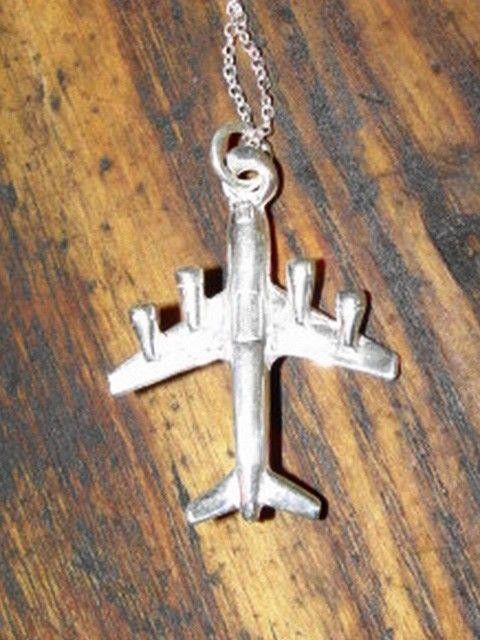 Handmade Sterling Silver Airplane Charm Necklace Size ONE SIZE - 4 Thumbnail