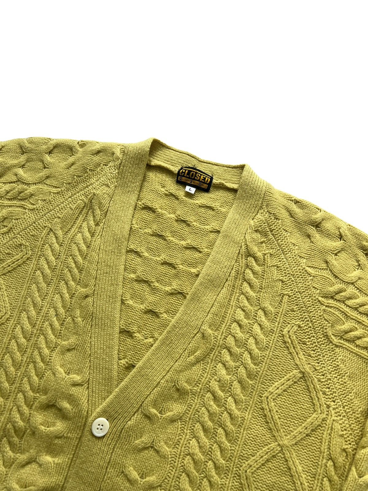CLOSED × Marithe + Francois Girbaud 1990s Closed MFG Lambswool Cable Knit Cardigan Size US L / EU 52-54 / 3 - 3 Thumbnail