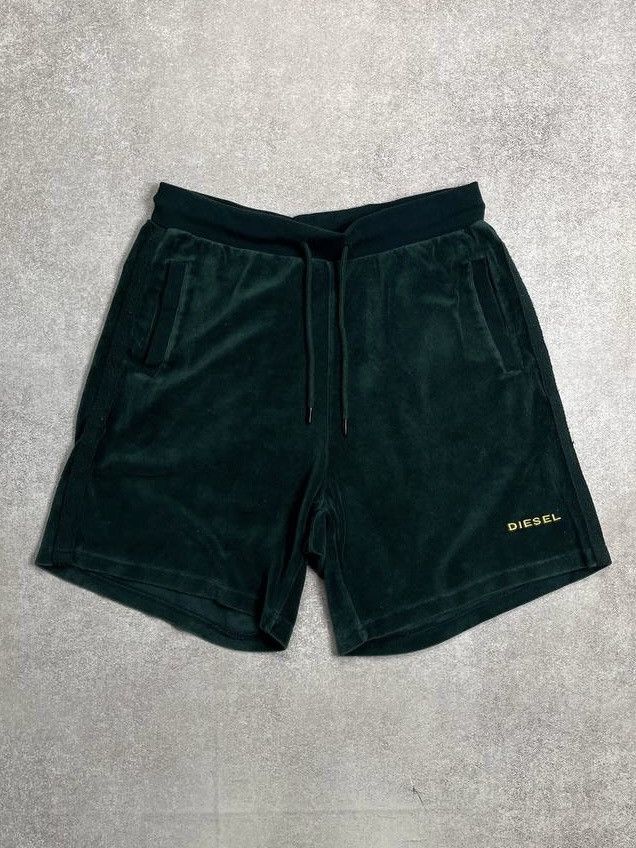 Diesel × Vintage Vintage Diesel Loungewear Green Velour Shorts Y2K M Size US 32 / EU 48 - 1 Thumbnail