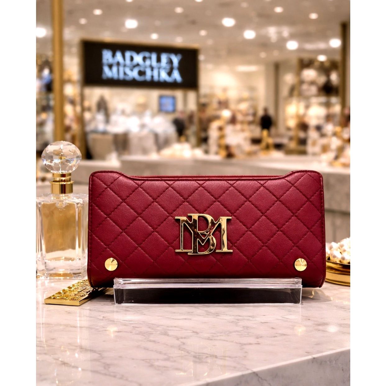 Badgley Mischka Badgley Mischka Quilted Long Wallet - Plum Size ONE SIZE - 1 Thumbnail