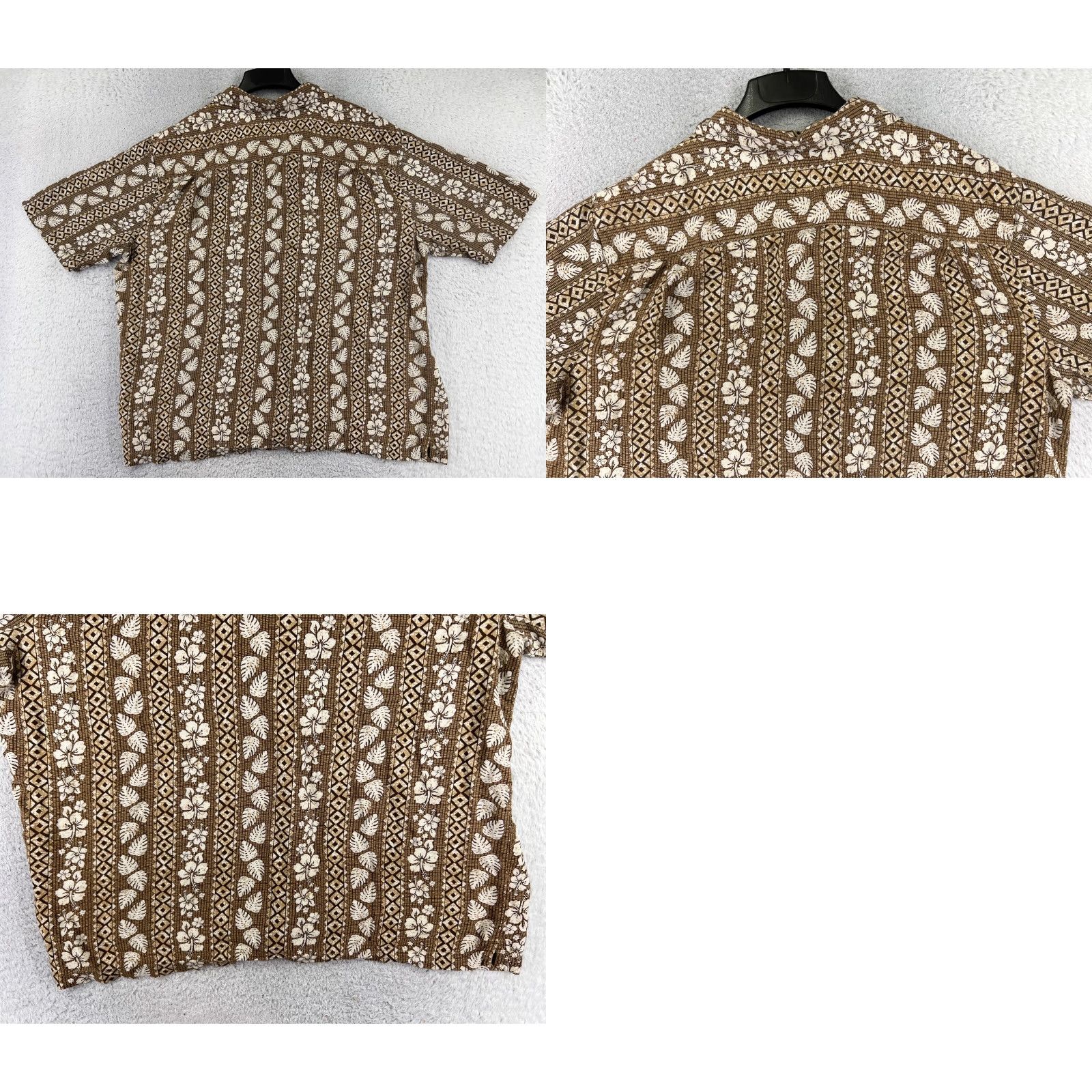 George VINTAGE George Shirt Adult 2XL Brown Floral Stripe 100% Rayon Hawaiian Pocket Button-Up Short Sleeve Mens Size US XXL / EU 58 / 5 - 9 Thumbnail