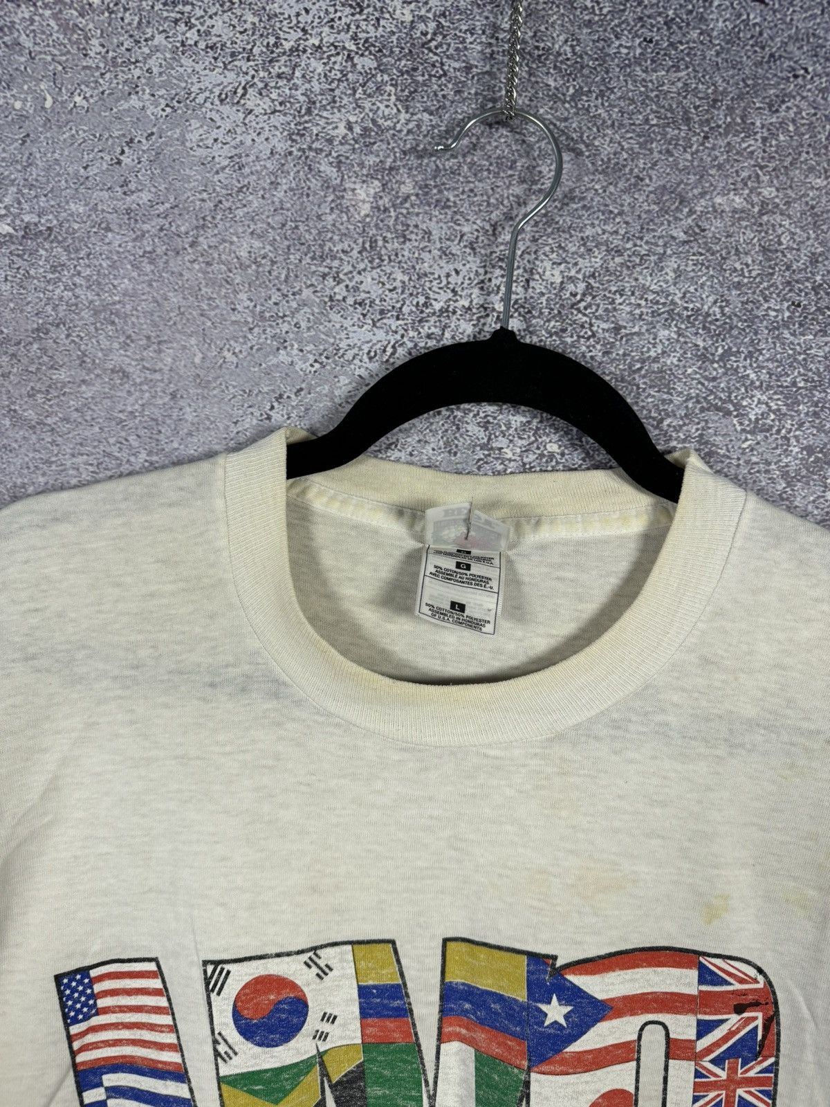 Fruit Of The Loom × Vintage Vintage 90’s NYC White Flag Graphic T Shirt Large Souvenir Size US L / EU 52-54 / 3 - 5 Thumbnail