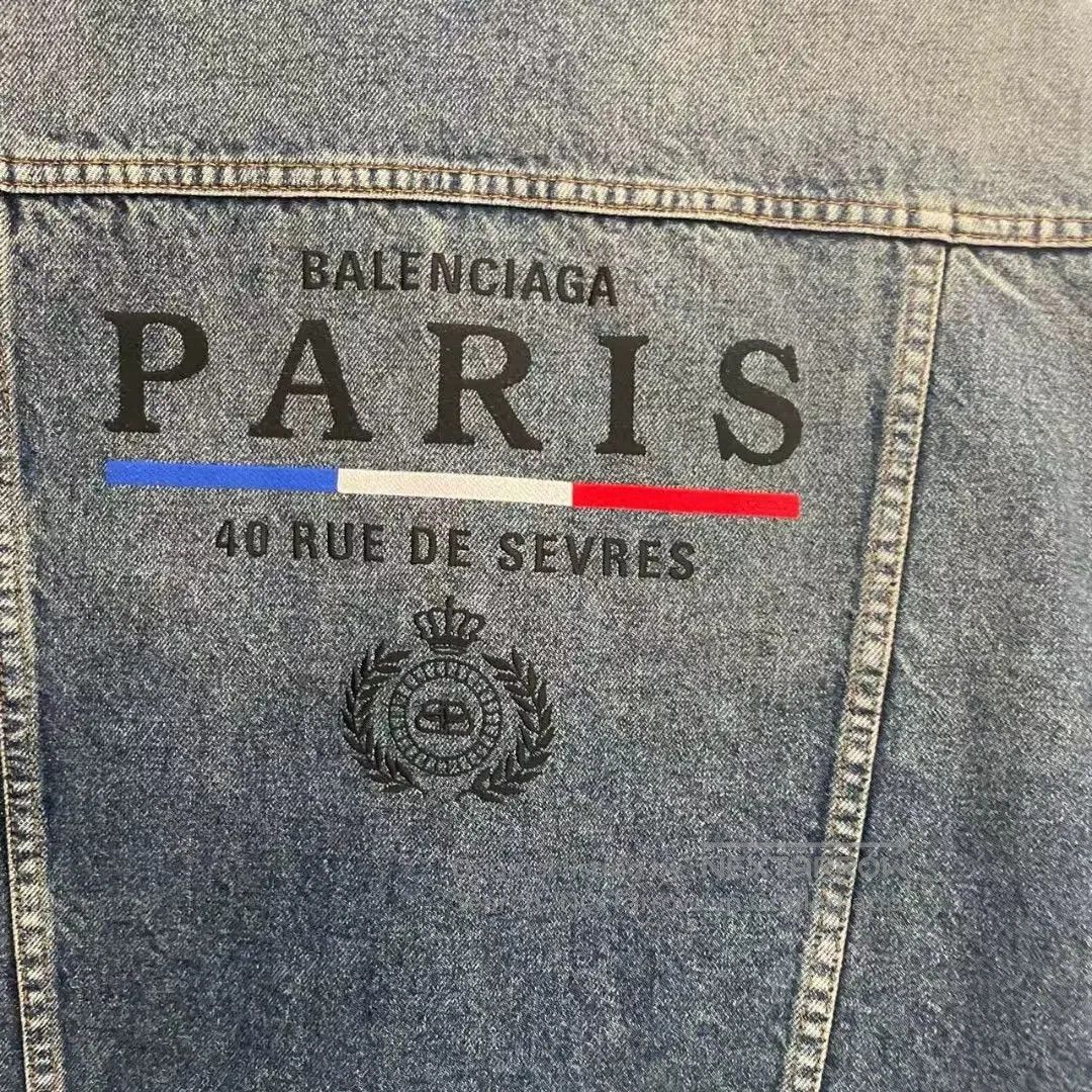 Balenciaga Balenciaga Denim Jacket with Back Logo. Size US L / EU 52-54 / 3 - 3 Thumbnail