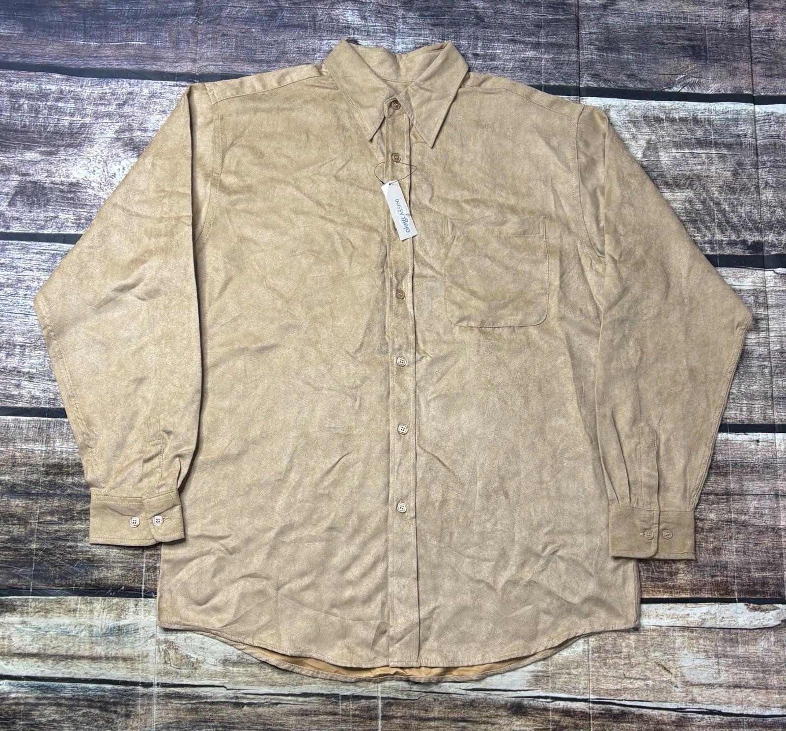 Oleg Cassini VTG Oleg Cassini Shirt Mens Large Suede Silk Tan Western NEW Size US L / EU 52-54 / 3 - 1 Thumbnail