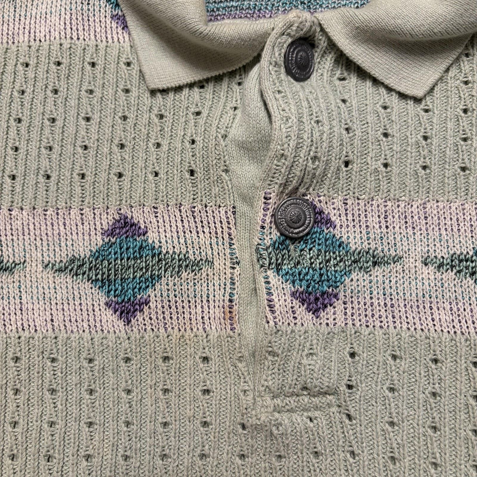 Vintage Vtg Franco Ziche Sweater Mens M Gray Argyle Knit Polo Italy Size US M / EU 48-50 / 2 - 6 Thumbnail