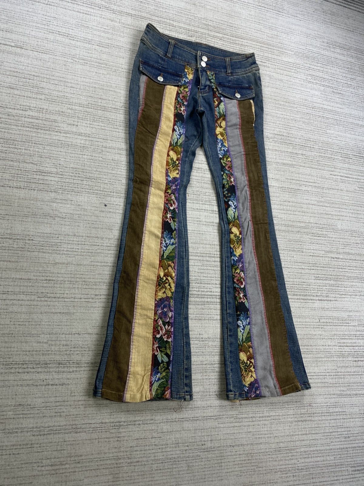 Japanese Brand Vintage Flared Joky Gal Custom Patchwork Denim Jeans Size US 28 / EU 44 - 3 Thumbnail