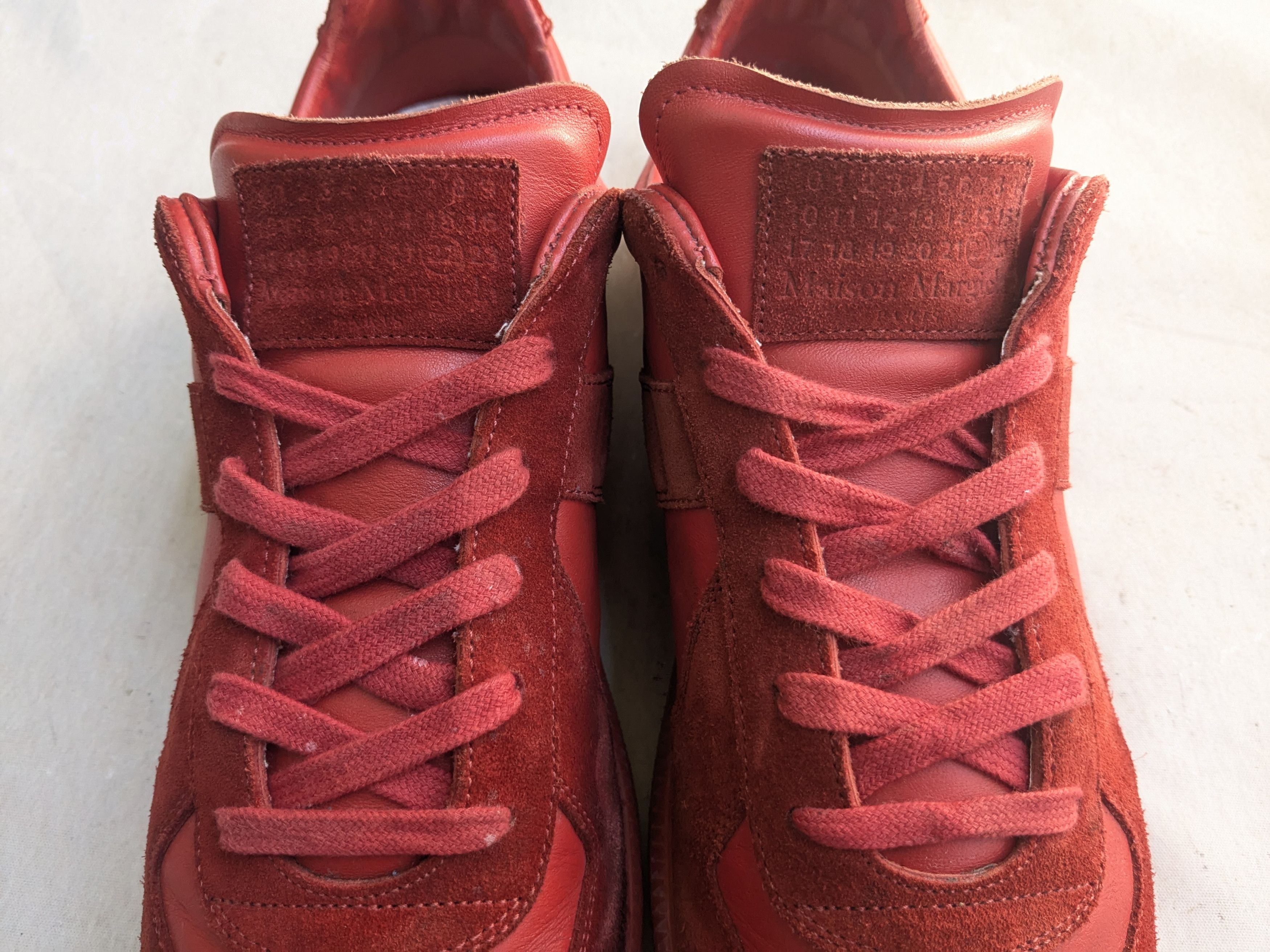 Maison Margiela Maison Margiela GAT Replica Red 12 45 Low Suede Size US 12 / EU 45 - 4 Thumbnail
