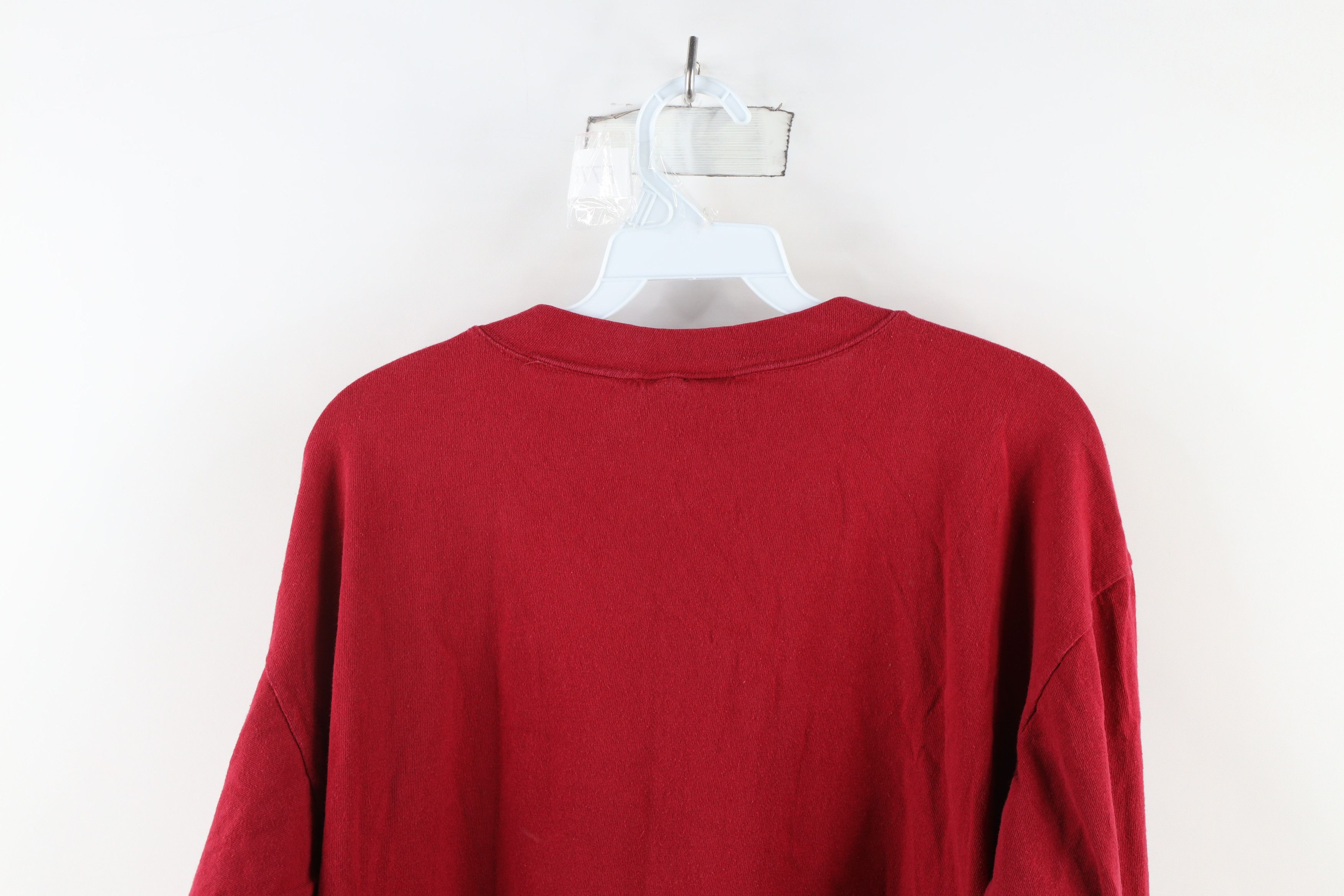 Vintage Vintage 90s University Long Sleeve T-Shirt Red Cotton USA Size US L / EU 52-54 / 3 - 12 Thumbnail