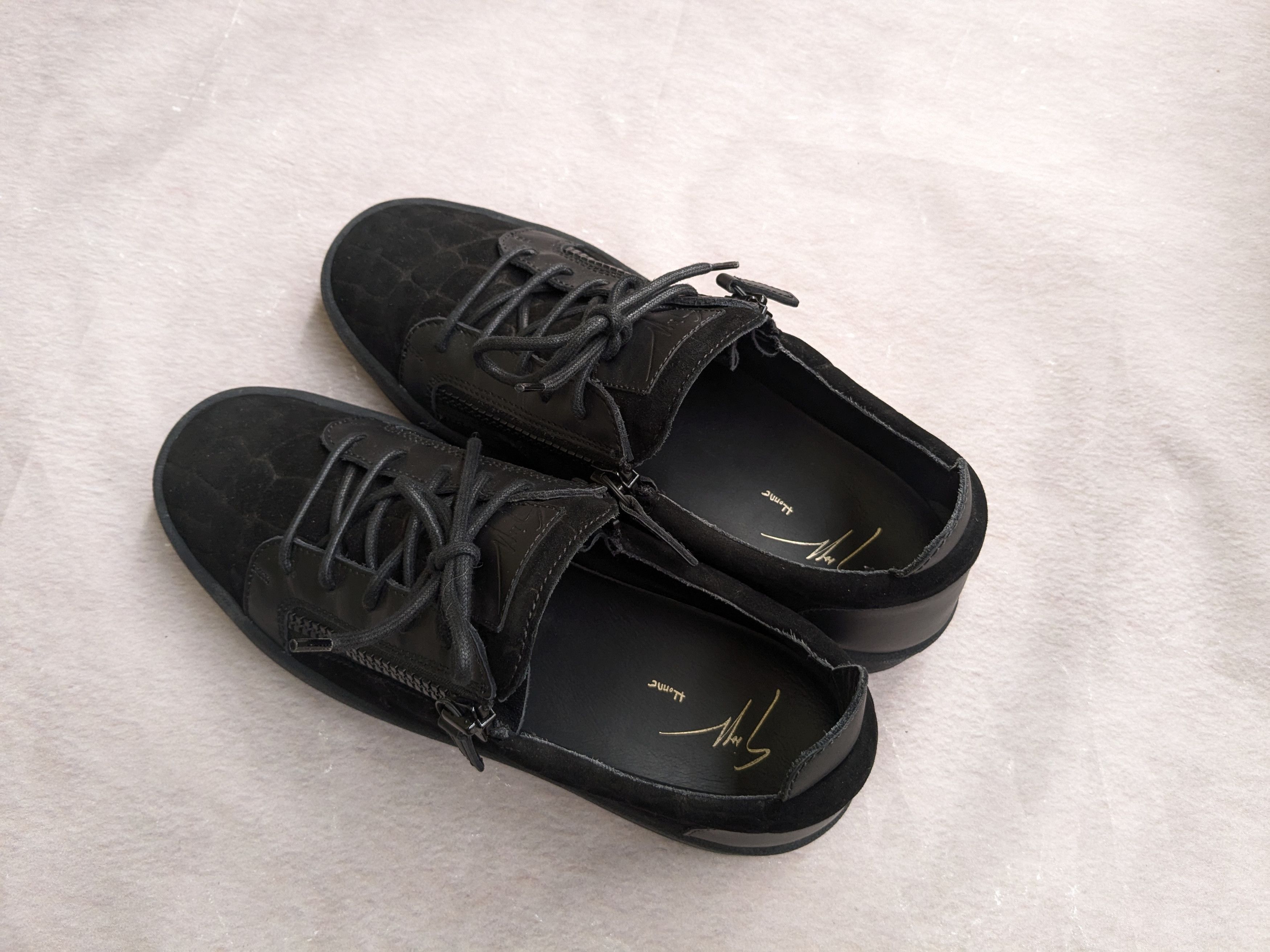 Giuseppe Zanotti Giuseppe Zanotti Sneakers Black Velvet Leather Zipper 11.5 Size US 11.5 / EU 44-45 - 9 Thumbnail