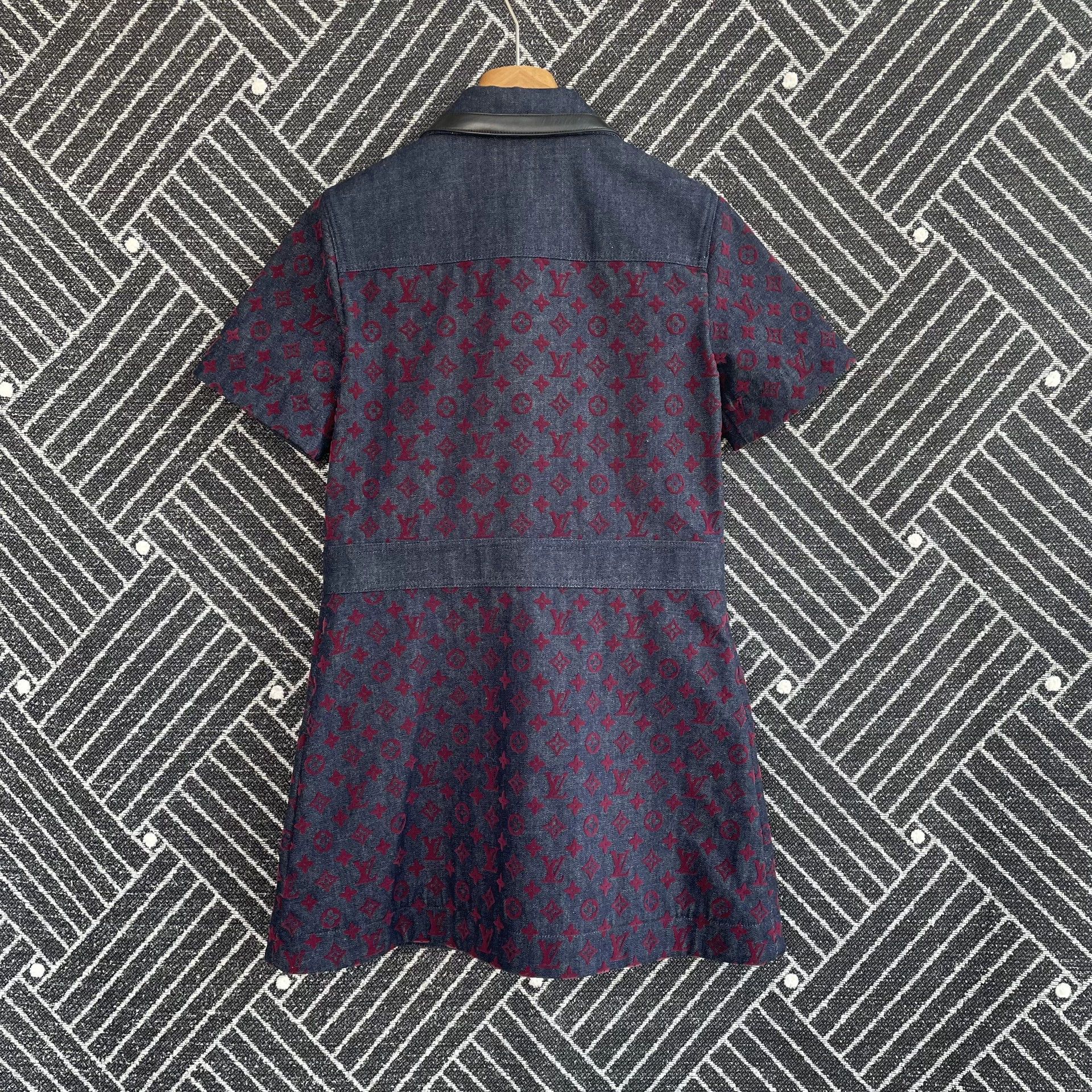 Louis Vuitton LOUIS VUITTON all over print short dress women's navy 36 Size XS / US 0-2 / IT 36-38 - 2 Thumbnail