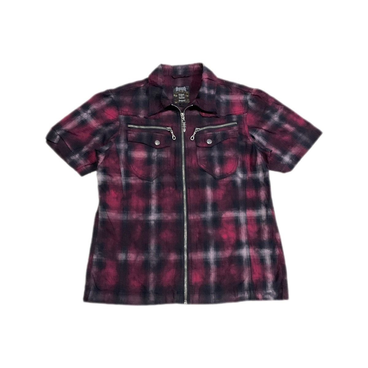 🔥Sick Y2K Spinalh Fray Flannel Dagger Zipper Shirt Goth Punk