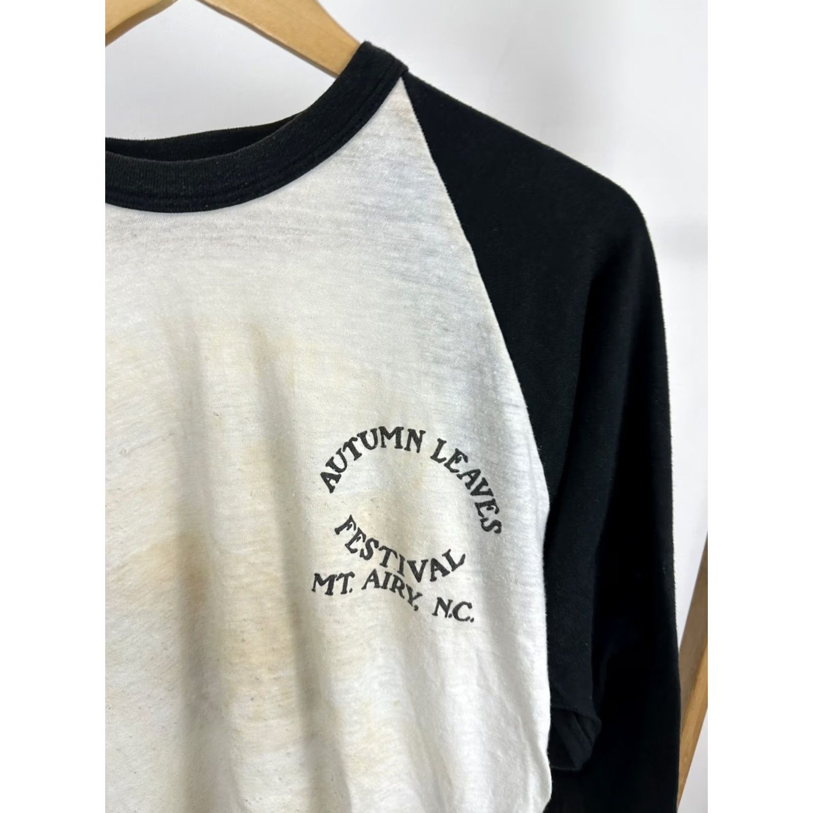 Hanes VTG 80s Autumn Leaves Festival MT Airy NC Raglan Paper Thin T-Shirt Size L Size US L / EU 52-54 / 3 - 5 Thumbnail