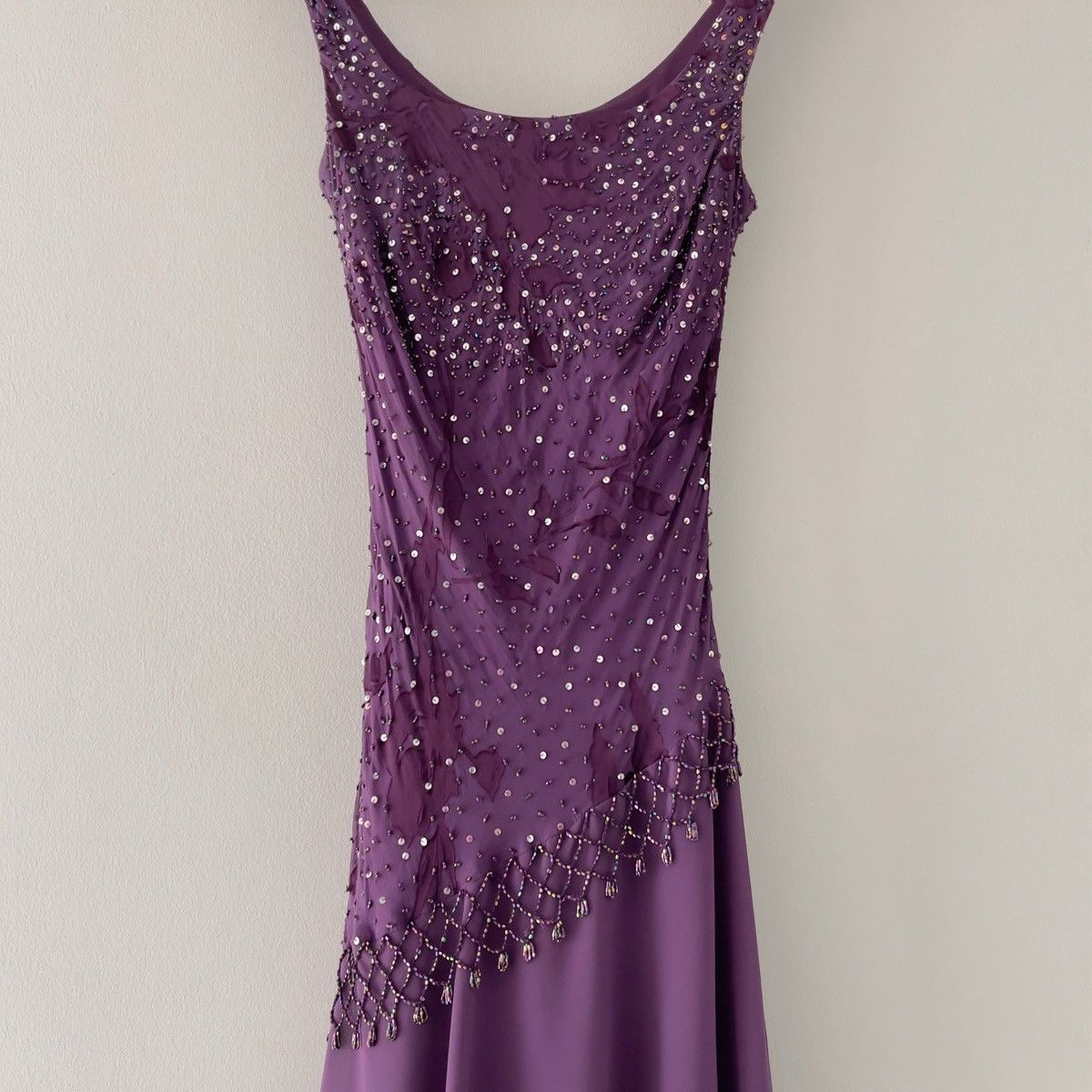 Alex Evenings Vintage Purple Silk Burnout & Chiffon Beaded Dress (S–M) Size M / US 6-8 / IT 42-44 - 11 Thumbnail