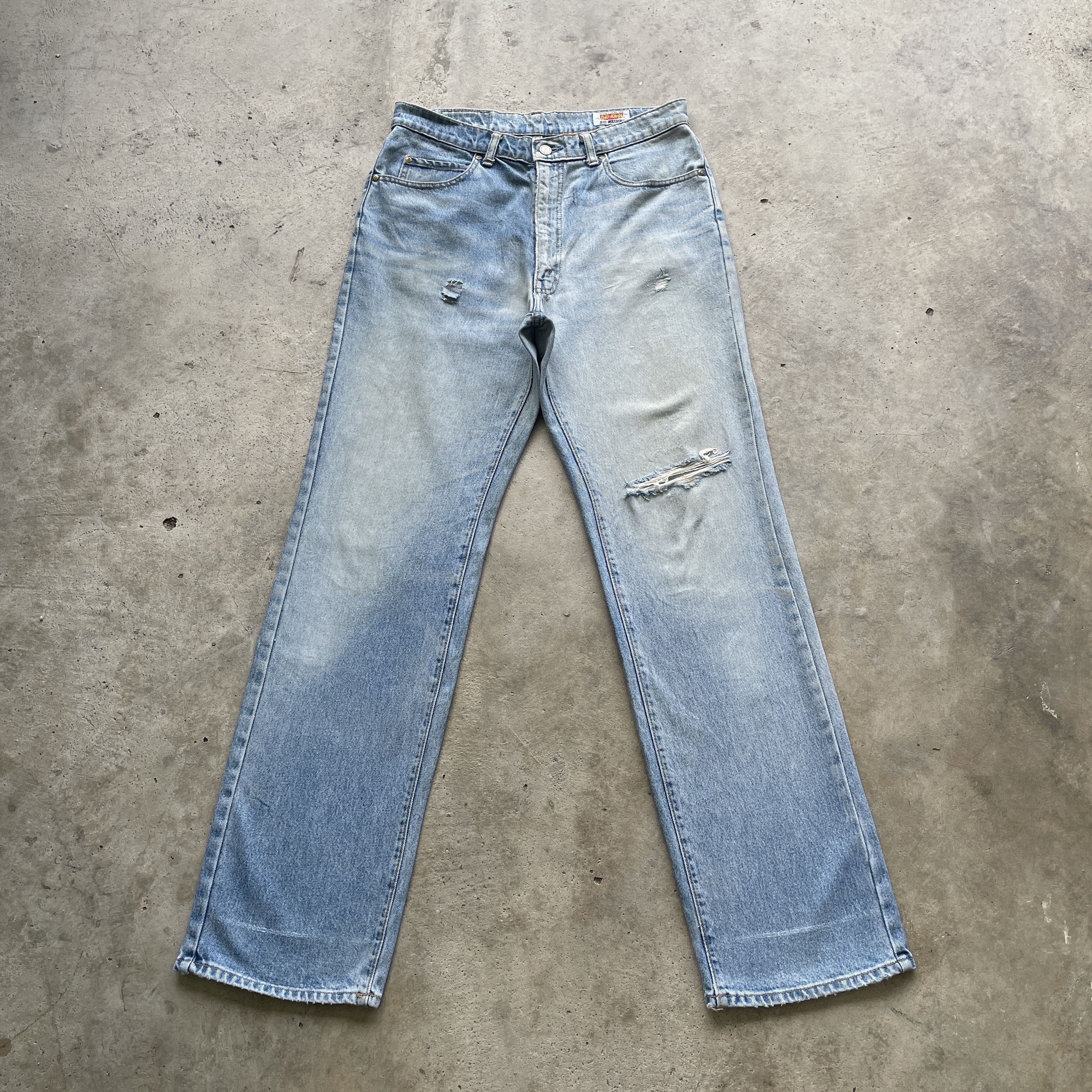 Japanese Brand VINTAGE JAPAN BRAND DISTRESSED JEANS FADED PANTS DENIM W33 Size US 33 - 2 Thumbnail