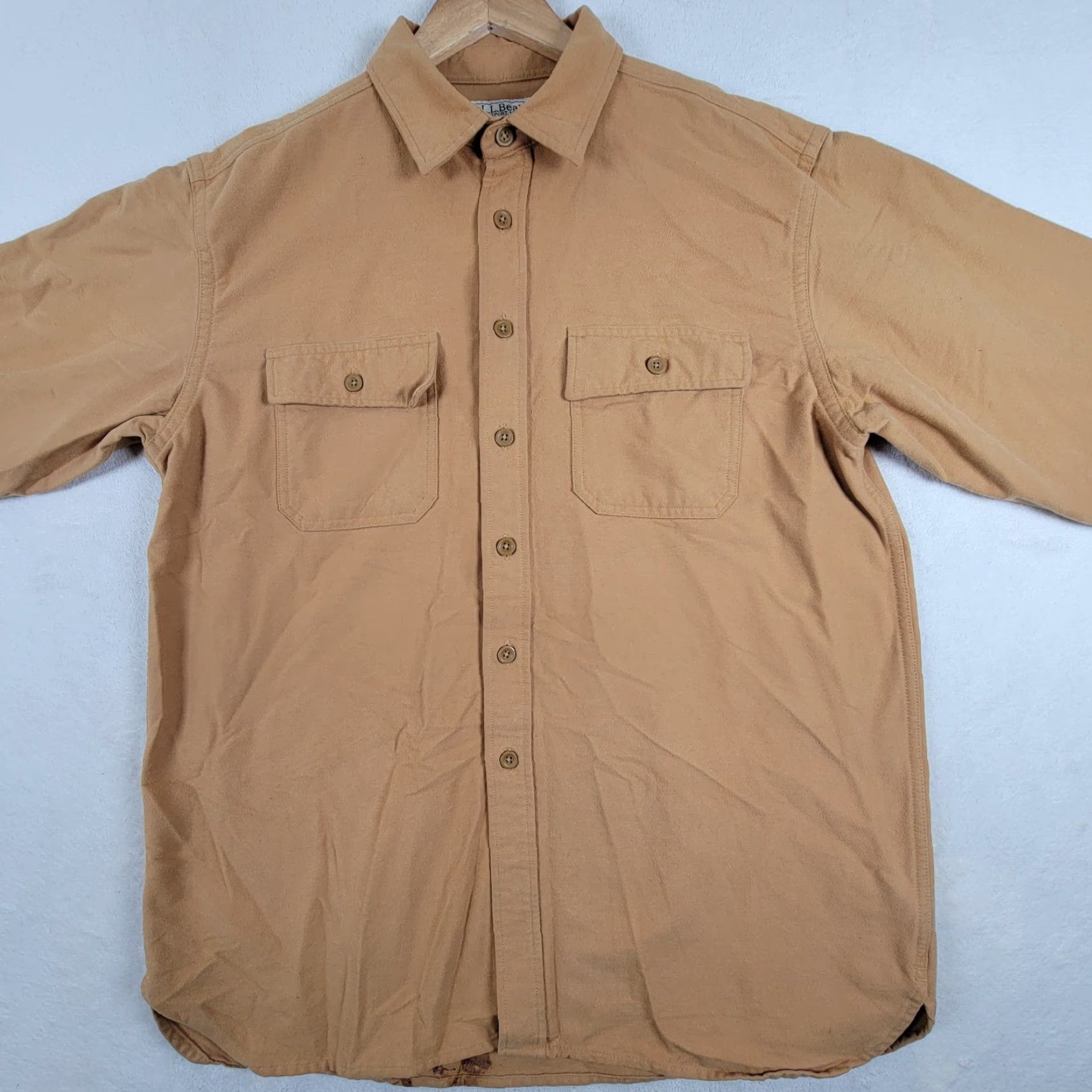 Vintage LLBEAN Workwear Fleece Lined Shirt Jacket Adult Large Tan Brown Shacket Plaid Lined 90s Grunge Retro Casual Workwear Mens Size US L / EU 52-54 / 3 - 2 Thumbnail