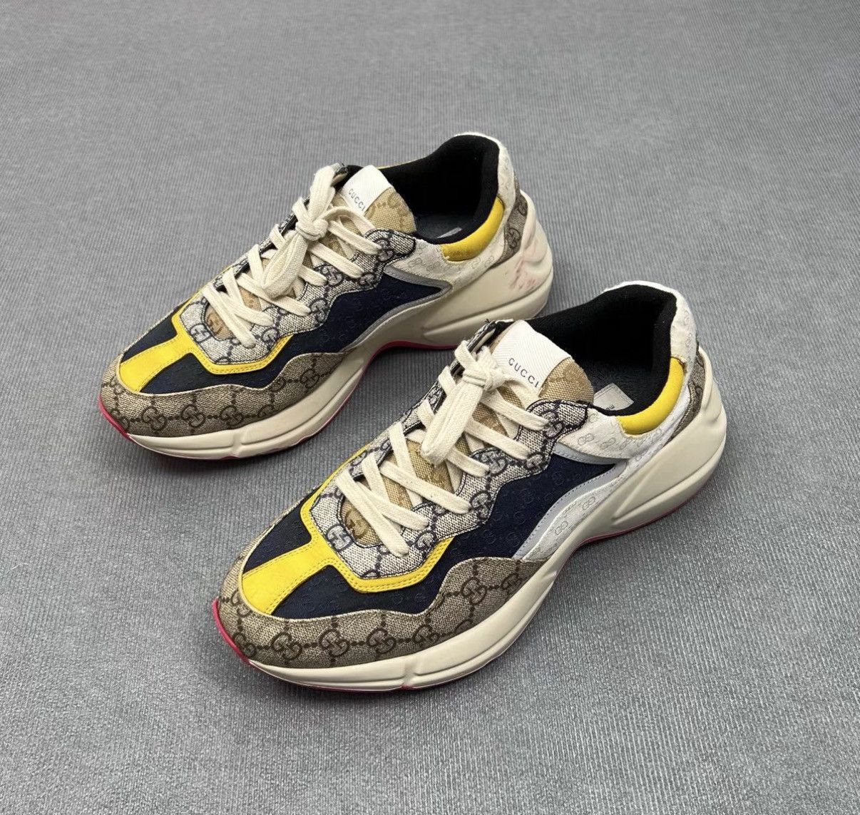 Dior Gucci Rhyton Yellow & Pink Monogram Logo Dad Sneakers Size US 9 / EU 42 - 1 Thumbnail