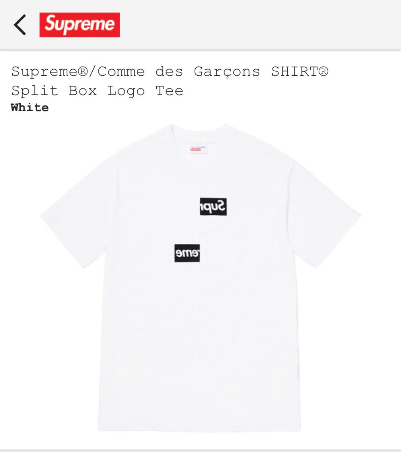 Comme des Garcons Shirt × Supreme FW18 Supreme CDG Split Box Logo 