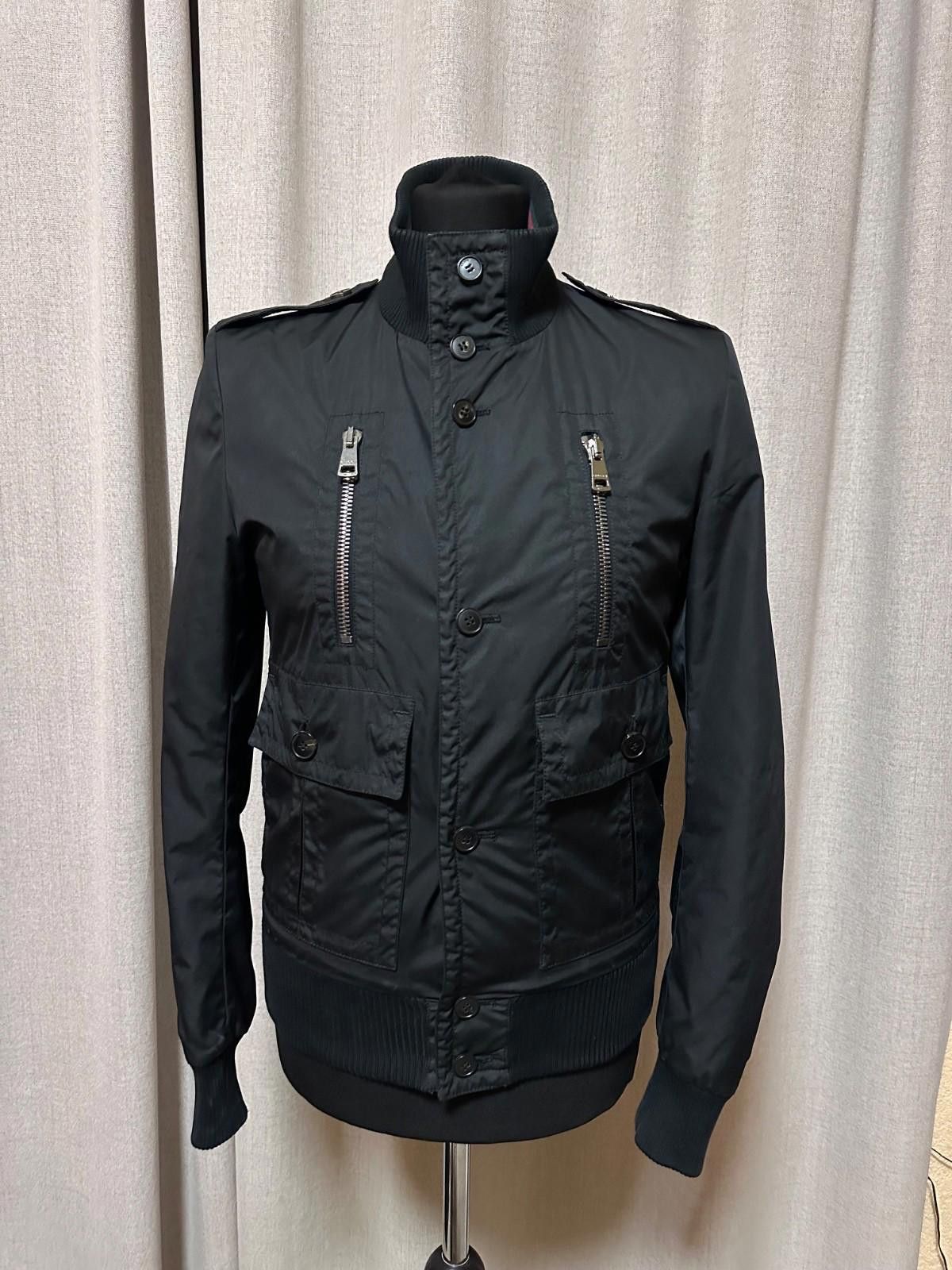 Gucci Black Synthetic Padded Bomber Jacket Sz 44